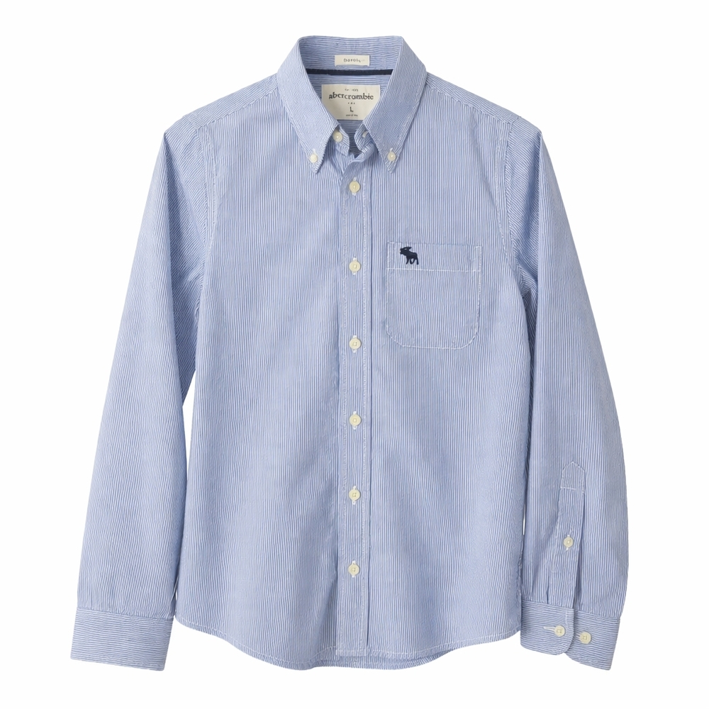 Abercrombie Kids Blue Striped Button Down Shirt Cotton Long Sleeve Size L